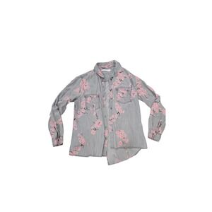 Billy T‎ Womens Small Gray Pink Floral Long Sleeve Button Down Shirt